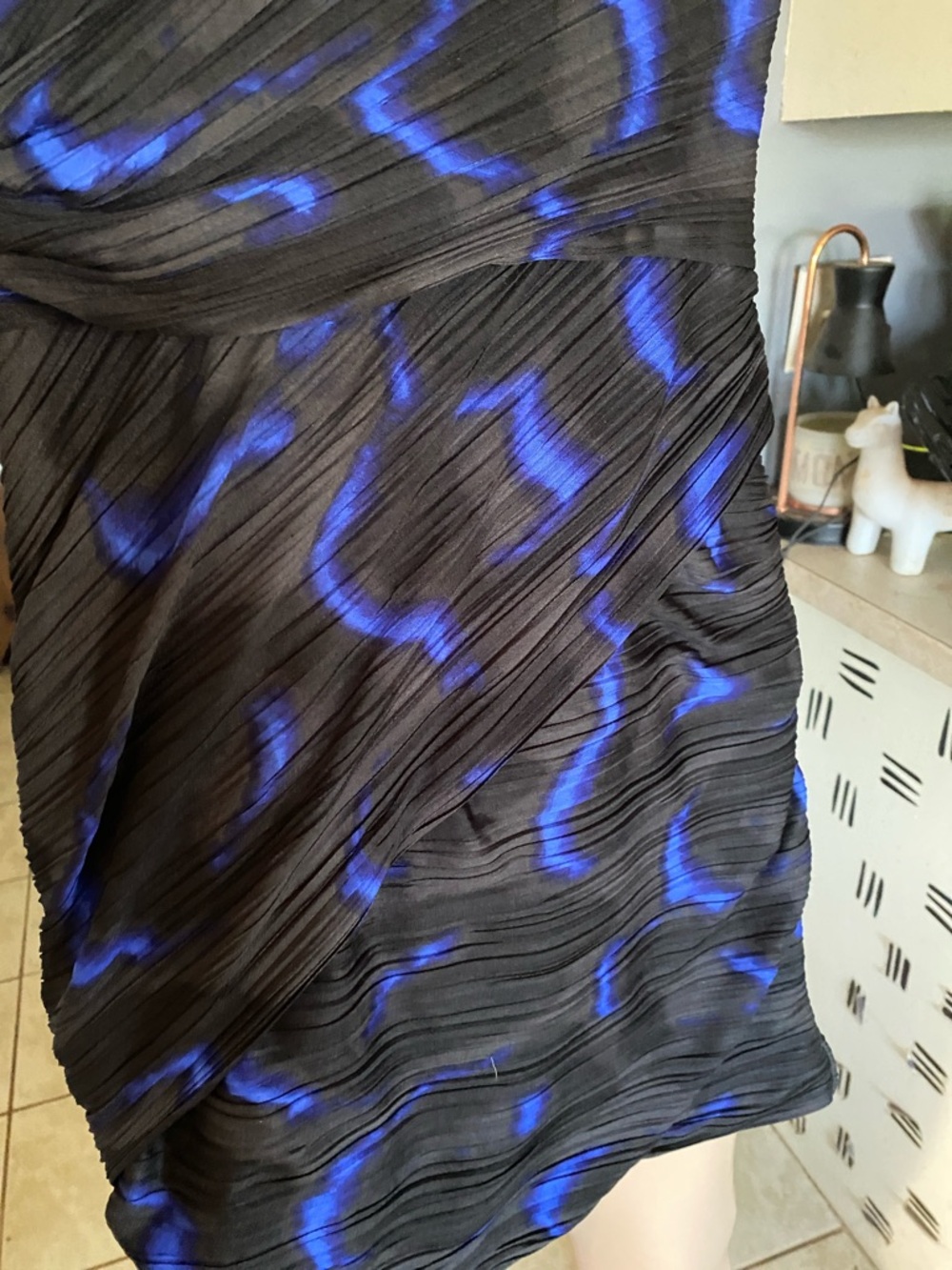 Halston Heritage Black Mini Dress with Electric Blue Accents - Picture 4 of 6